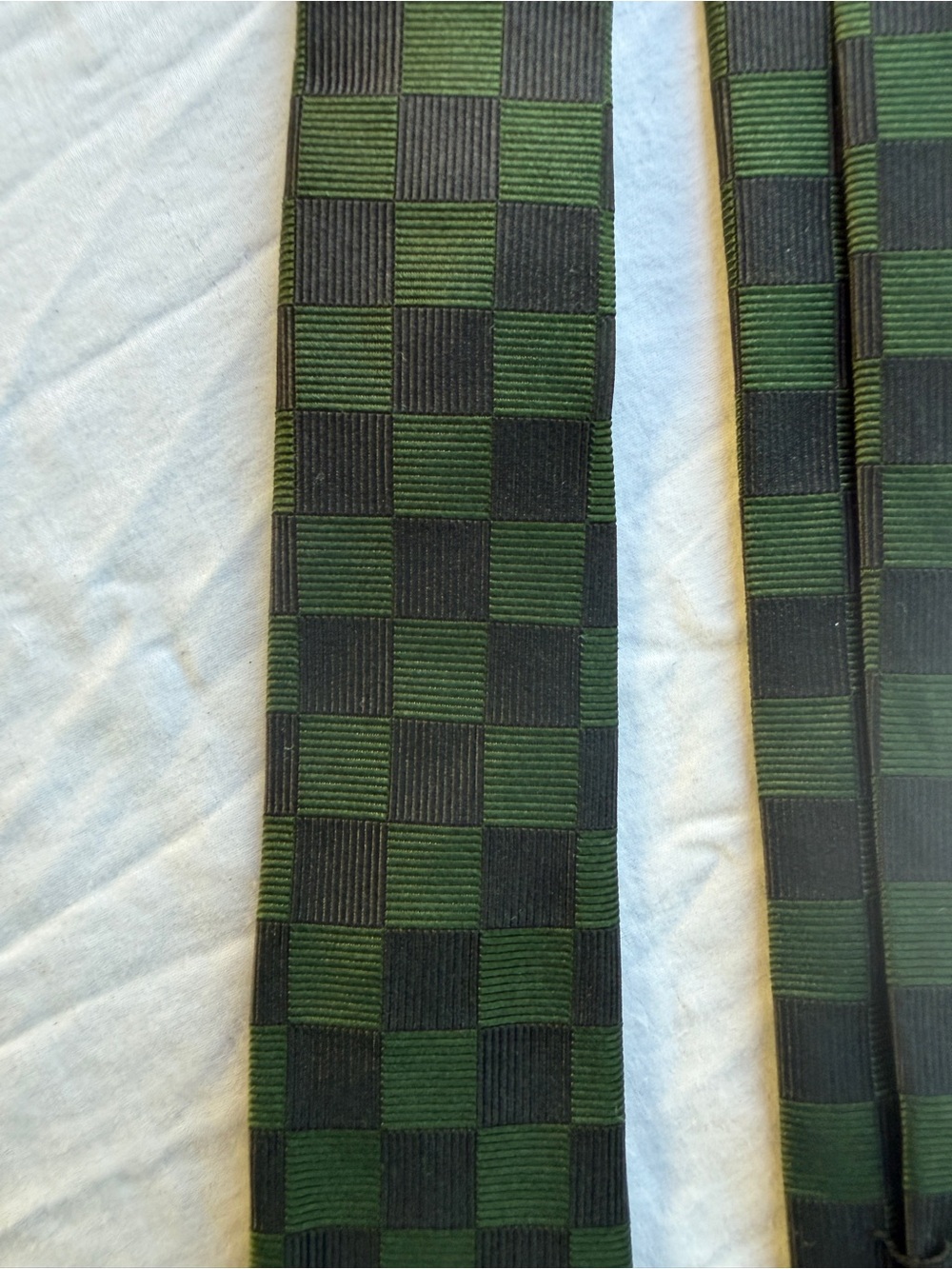 Band of Outsiders Silk Tie Green & Black Checkerboard Pattern | Made in USA